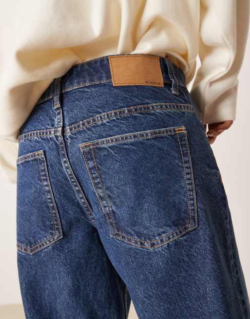 ASOS DESIGN Maternity baggy wide leg jeans in dark blue 