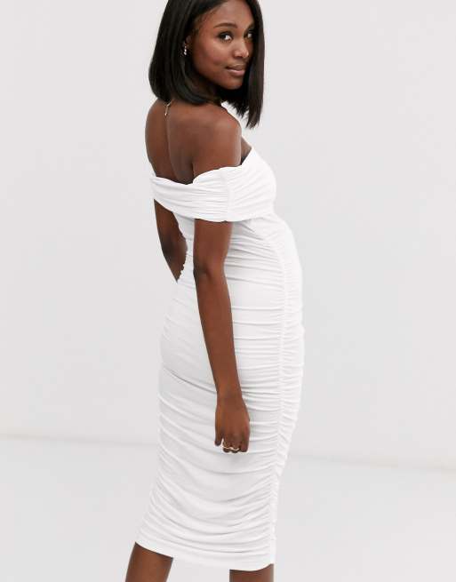 Asos maternity bardot hot sale dress