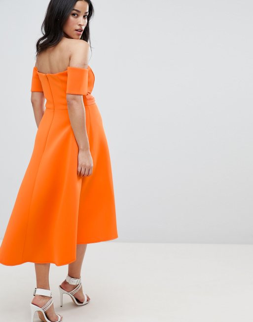 Asos orange scuba store dress