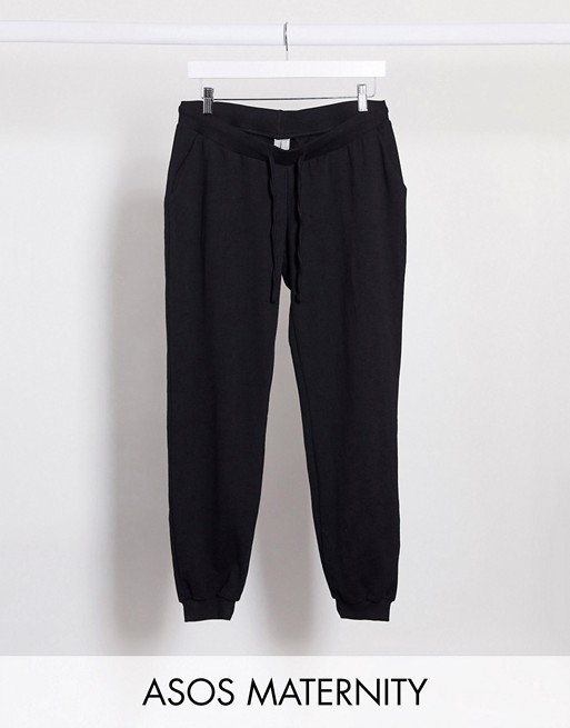 ASOS DESIGN Maternity basic joggers with tie in organic cotton