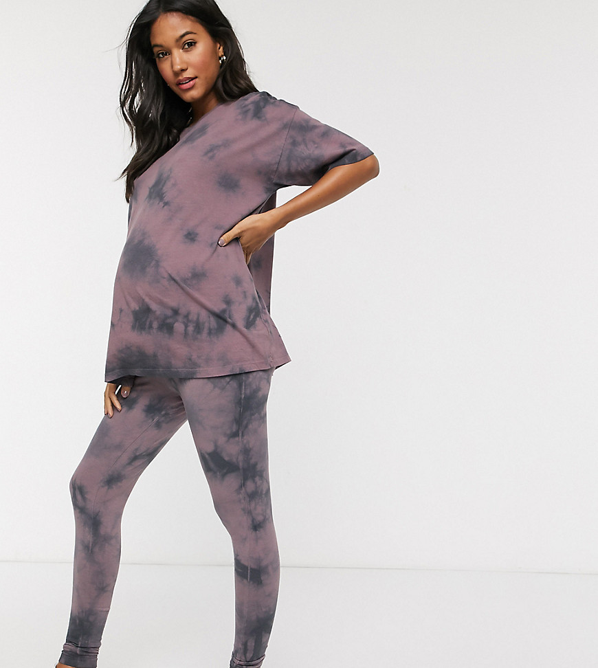 ASOS DESIGN Maternity – Batikfärgade leggings, del av set-Rosa