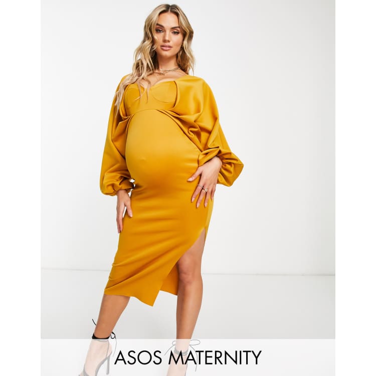 Mustard colored outlet maternity dress