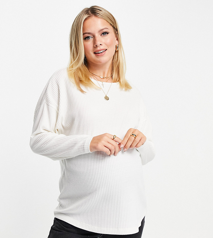 ASOS DESIGN Maternity batwing top in super soft cozy rib in white