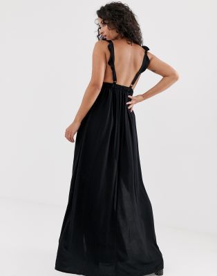 asos black frill dress