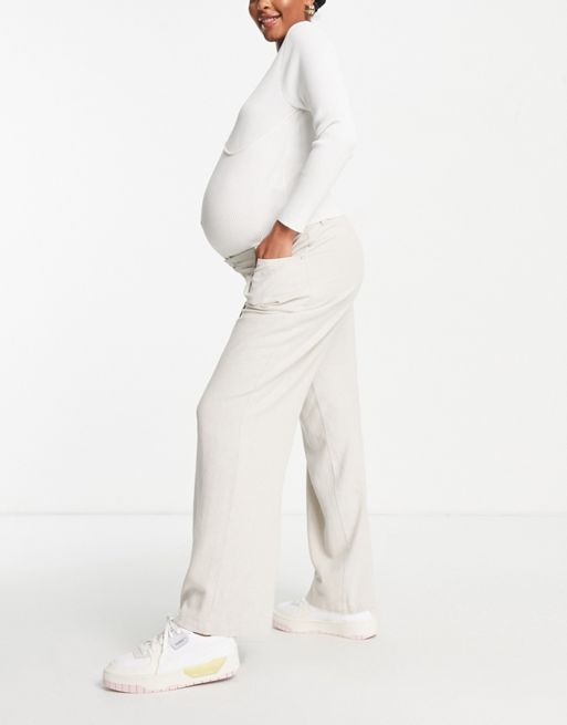 ASOS DESIGN Maternity – Svarta linnebyxor med vida ben