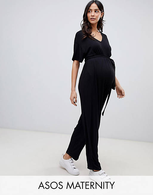 ASOS DESIGN maternity belted jumpsuit with kimono sleeve