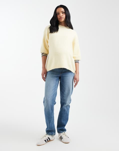 ASOS DESIGN Maternity – Bequeme Jeans in Vintage-Waschung mit schmalem Schnitt - view 1