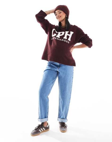 ASOS DESIGN Maternity – Blå, avslappnade mom jeans med hög midja - view 1