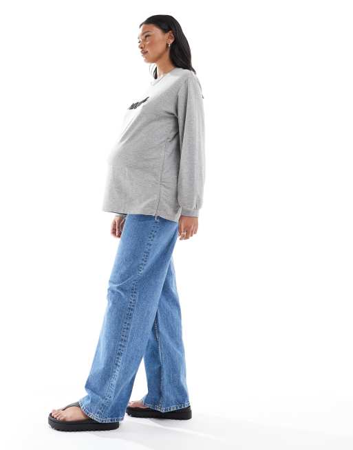 ASOS DESIGN Maternity - Blå dad-jeans med vide ben, 3 af 5