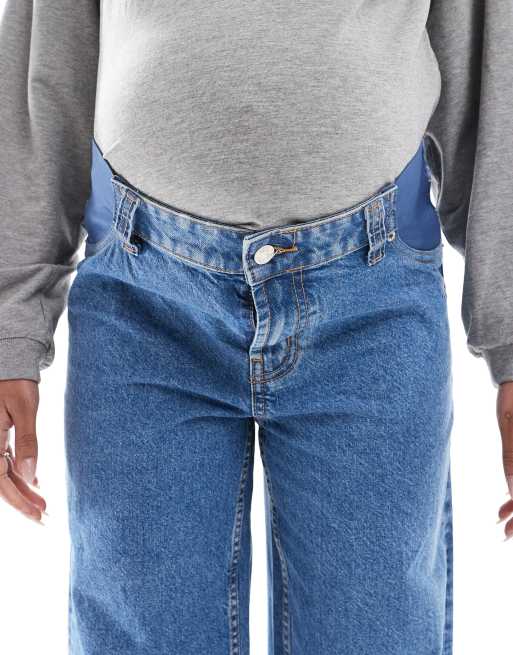 ASOS DESIGN Maternity - Blå dad-jeans med vide ben, 4 af 5