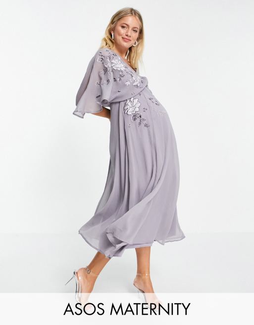 ASOS Maternity DESIGN Maternity Sheer Sleeve Maxi Dress with