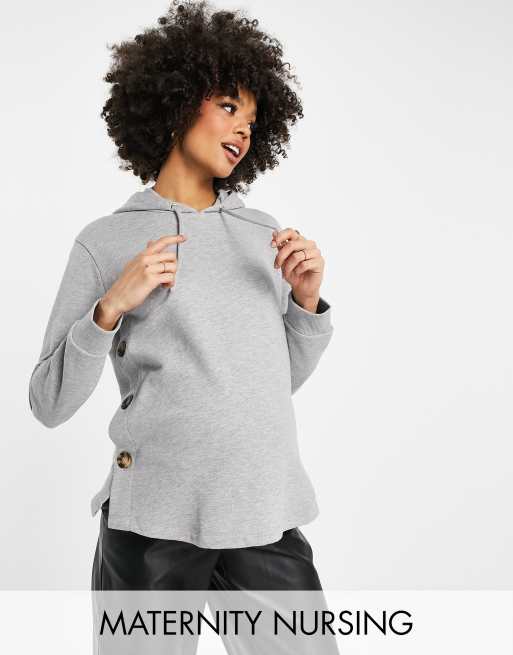 ASOS DESIGN Maternity – Bluza do karmienia z kapturem i guzikami po bokach