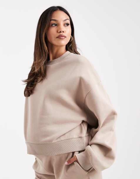 ASOS DESIGN Maternity balloon sleeve sweatshirt in mocha taupe