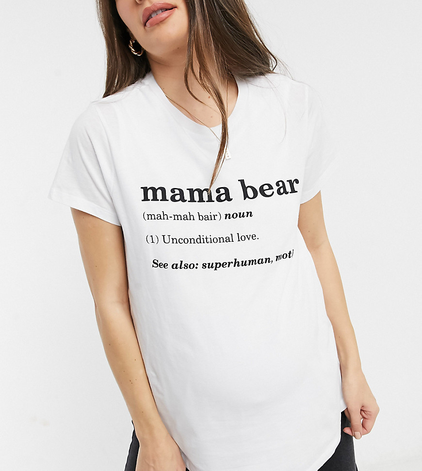 ASOS DESIGN Maternity - Borstvoeding-T-shirt met moederbeerprint-Wit