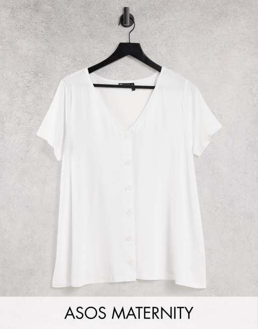 ASOS DESIGN Maternity - Borstvoedingsblouse met knopen in wit