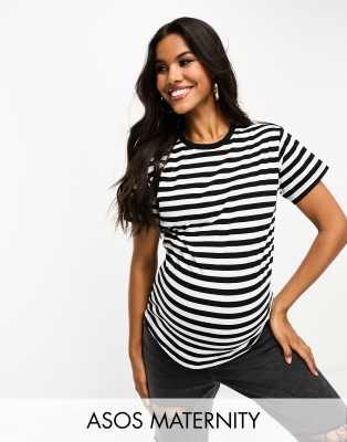 Asos Maternity Asos Design Maternity Ultimate T-shirt In Black And White Stripe-multi