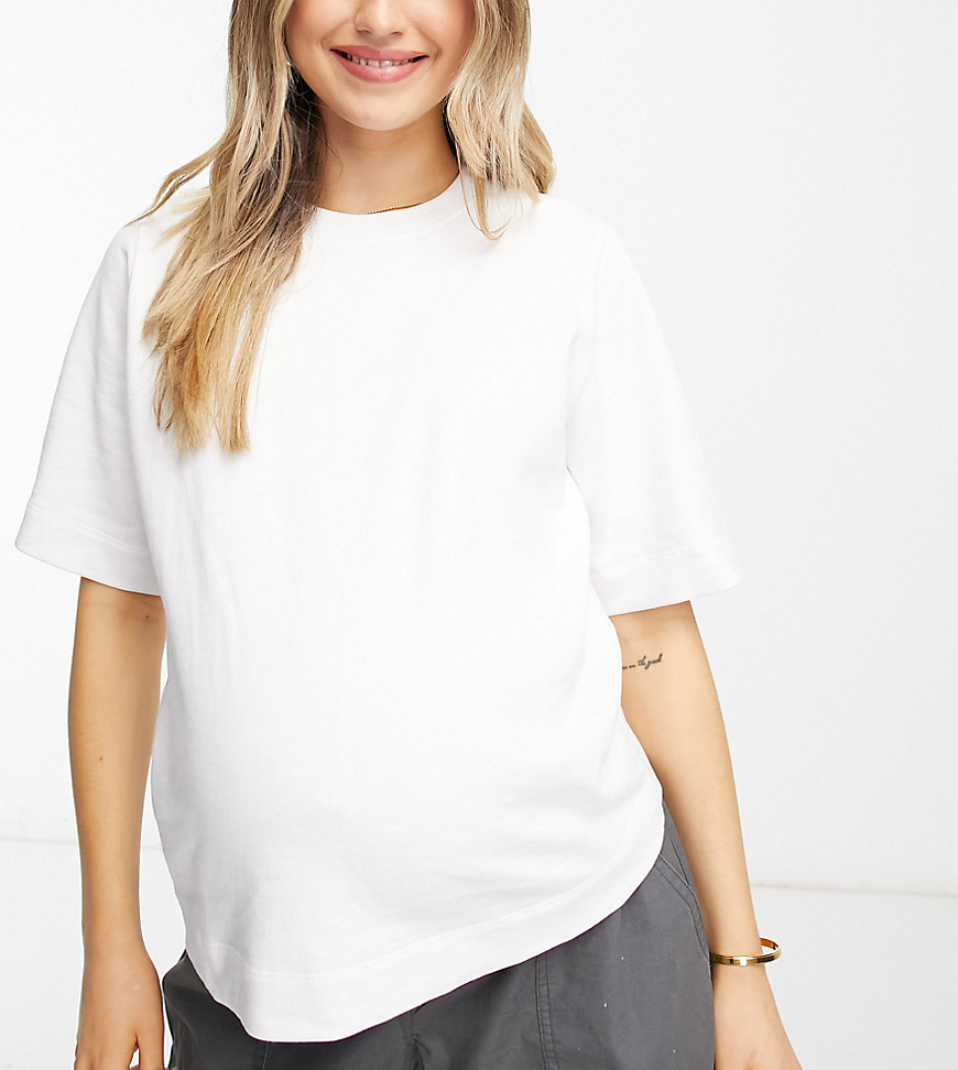 Asos Maternity Asos Design Maternity Textured Oversized T-shirt In Cream-white