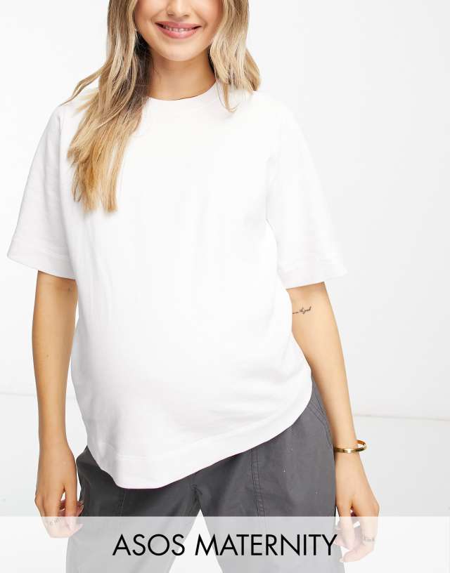 ASOS DESIGN Maternity boxy T-shirt in white