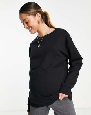Asos Maternity Asos Design Maternity Boyfriend Sweatshirt In Black