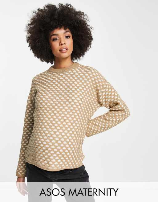 ASOS DESIGN Maternity – Brązowy sweter o fakturowanym splocie