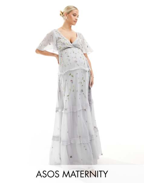 ASOS DESIGN Maternity Bridesmaid floral embroidered maxi dress