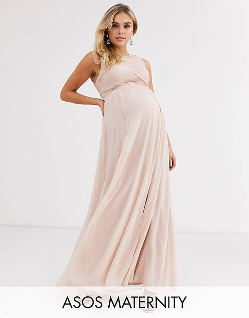 ASOS DESIGN Maternity Bridesmaid maxi dress with soft pleated bodice | ASOS