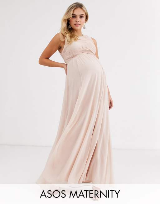 ASOS DESIGN Maternity Bridesmaid maxi dress with soft pleated bodice