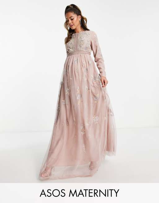 Maternity embellished best sale maxi dress