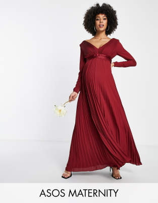 Asos burgundy shop bridesmaid dress