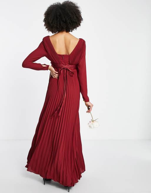 Asos burgundy outlet bridesmaid dress