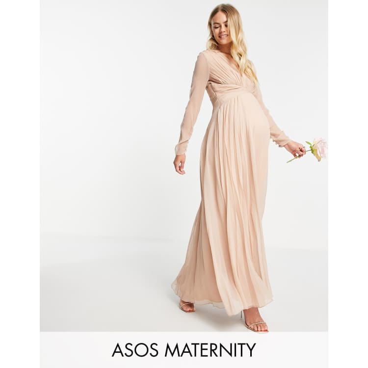 ASOS Maternity DESIGN Maternity Sheer Sleeve Maxi Dress with