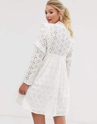 white broderie dress asos