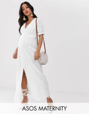 asos design broderie maxi tea dress