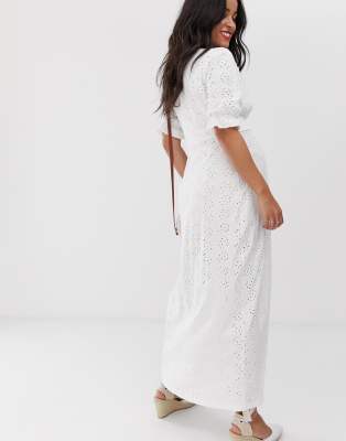 Asos design broderie 2025 maxi tea dress