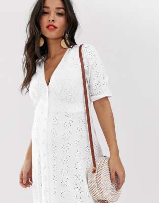 asos design broderie maxi tea dress