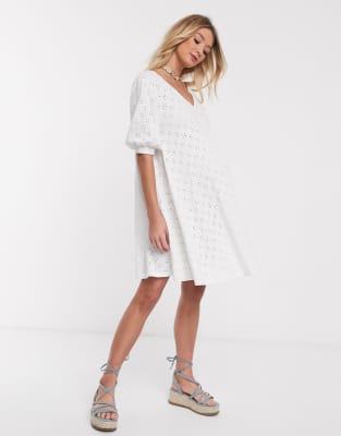 white broderie dress asos