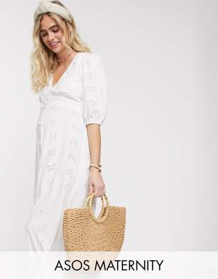 asos design broderie maxi tea dress