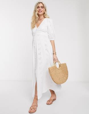 asos design broderie maxi tea dress