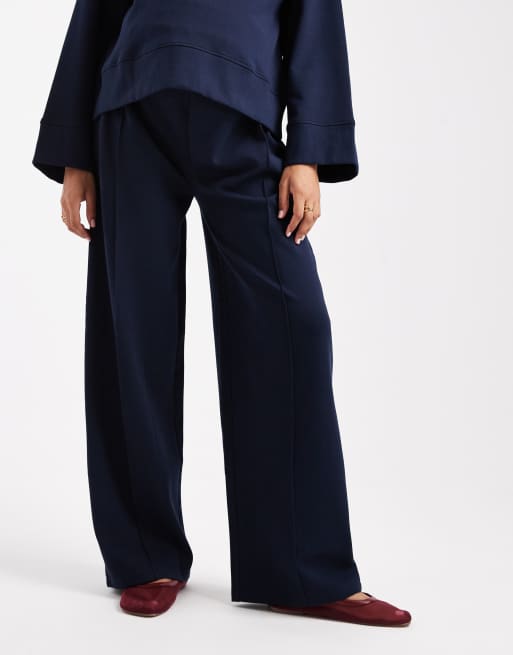 ASOS DESIGN Maternity - Broek met wijde pijpen en interlock-naden in marineblauw, 2 van 5