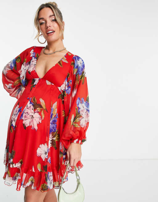 Asos red store maternity dress