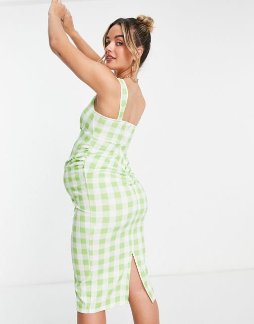 Topshop + Maternity Lime Green Gingham Mini Dress