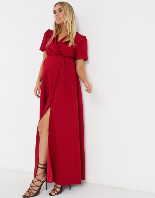 asos red maternity dress