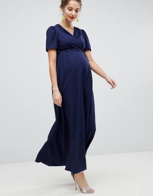 asos navy maternity dress