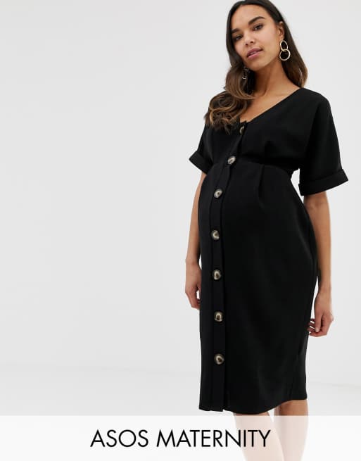 ASOS DESIGN Maternity button through midi wiggle dress ASOS