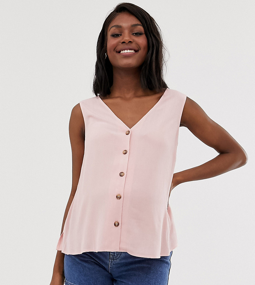 ASOS DESIGN Maternity button through vest in crinkle-Pink