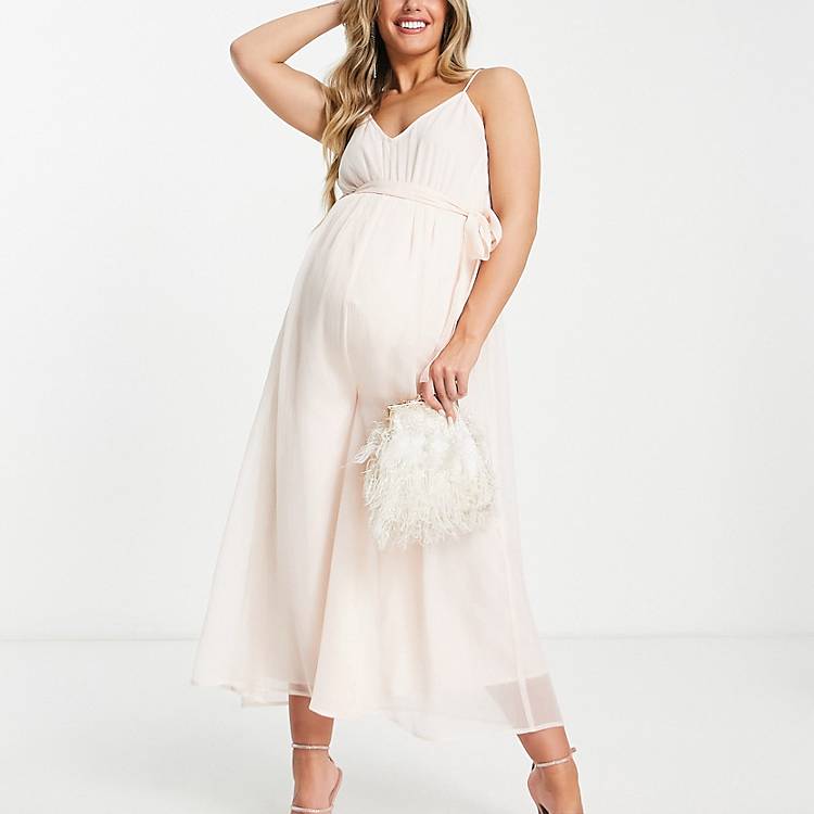 Asos Women Clothing Underwear Bump Bands Maternity cami jumpsuit with waist belt in pastel 