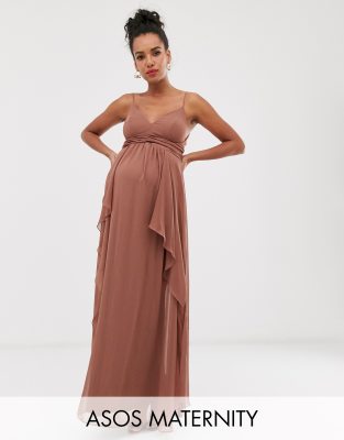 ruched maternity maxi dress