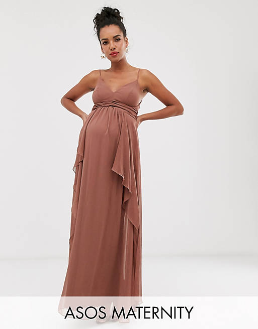 ASOS DESIGN Maternity cami maxi dress with soft layered skirt and ...