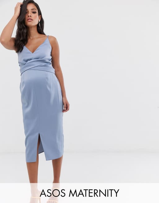 Asos design cami midi dress clearance with wrap waist in satin