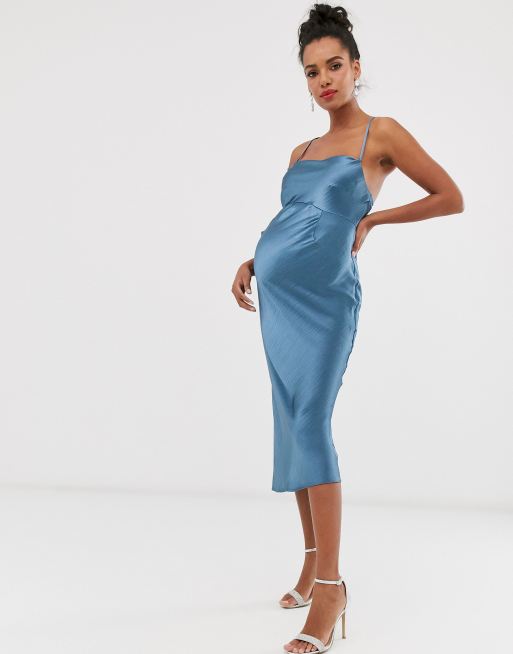 Maternity Occasion Satin Wrap Midi Dress